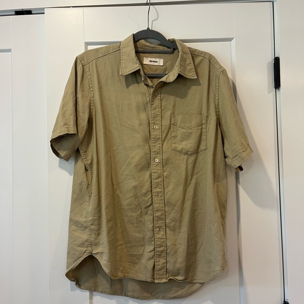 Buck Mason Khaki Short Sleeve Button Down Shirt